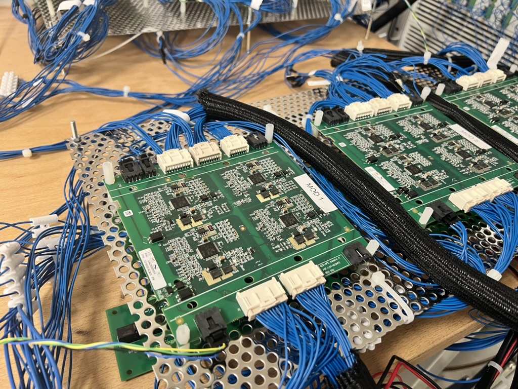 Wired BMS boards under test